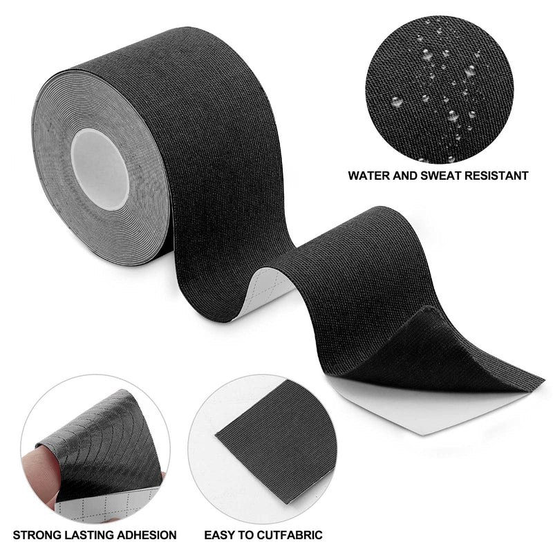 [Australia] - Kinesiology Tape Kinetic Tape (6 Rolls) Waterproof Athletic Sports Tape Physio Tape for Knees, Shoulder, Ankles, Elbow, Pain Relief,Joint Support and Recovery Uncut 1inch 16.4ft Roll(Black) Black 1 Inch 6 Rolls 