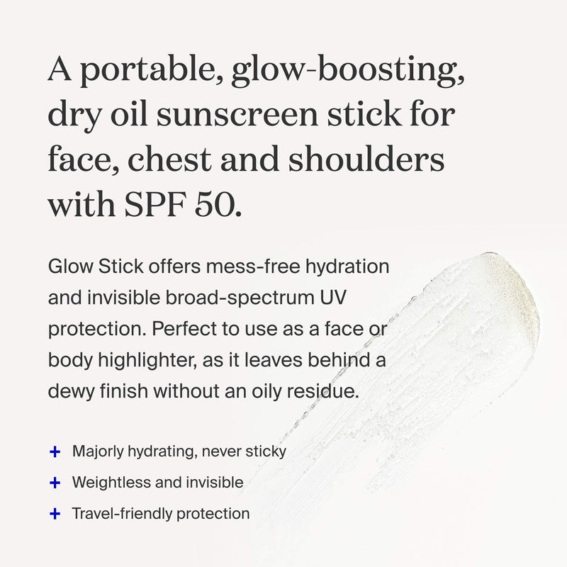 [Australia] - Supergoop! Glow Stick SPF 50, 1.23 oz - Dry Oil Sunscreen Stick for Face & Body - Brightens & Hydrates for a Healthy Glow - Mess-Free, Travel-Friendly SPF 