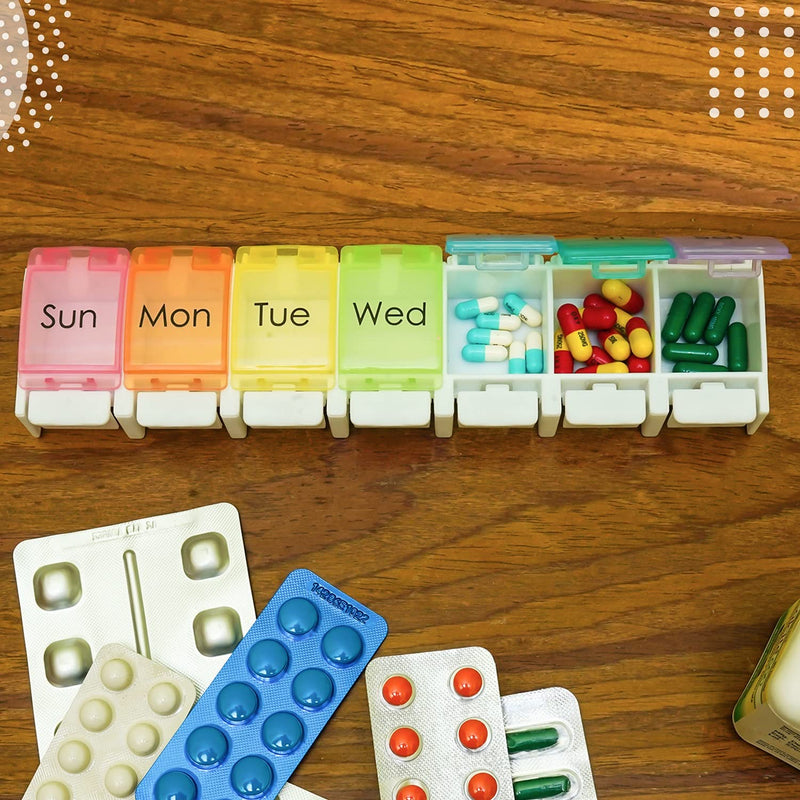 [Australia] - Pill Box Organiser – Weekly Pill Organiser for Vitamins, Supplements, and Medication for Travel, Medicine Storage Box – Premium Quality Food Grade Material 