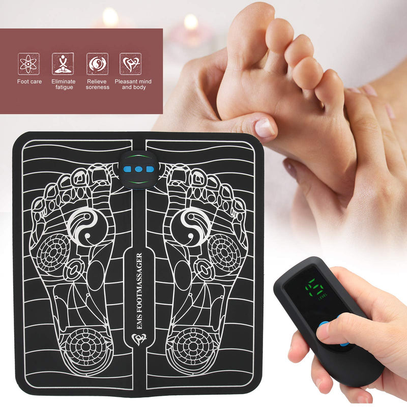 [Australia] - Electric Foot Stimulator Massager Folding Portable Electric Massage Mat Full Automatic Foot Circulation Massager Acupuncture Shaping Leg Cushion for Men Women 