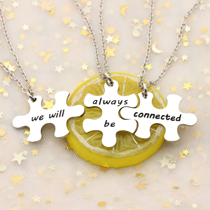 [Australia] - 3pcs Best Friend Pendant Necklace Graduation Gifts Birthday Party We Will Always Be Connected 