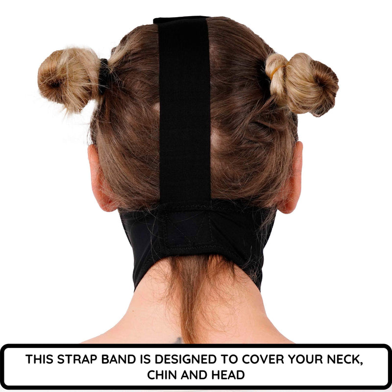 [Australia] - Post Surgery Neck and Chin Compression Garment Wrap Bandage for Women, Face Slimmer, Jowl Tightening, Neck Coverage, Chin Lifting Strap Black Medium (Pack of 1) 