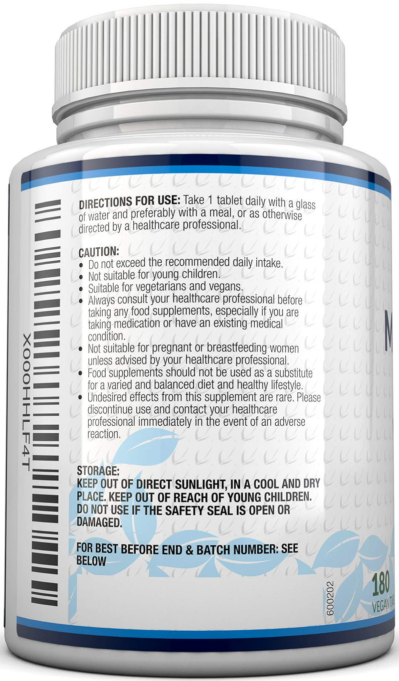 [Australia] - Magnesium Citrate 200mg | 180 Tablets for 6 Month Supply of Magnesium Tablets | Made in The UK by Nu U Nutrition 