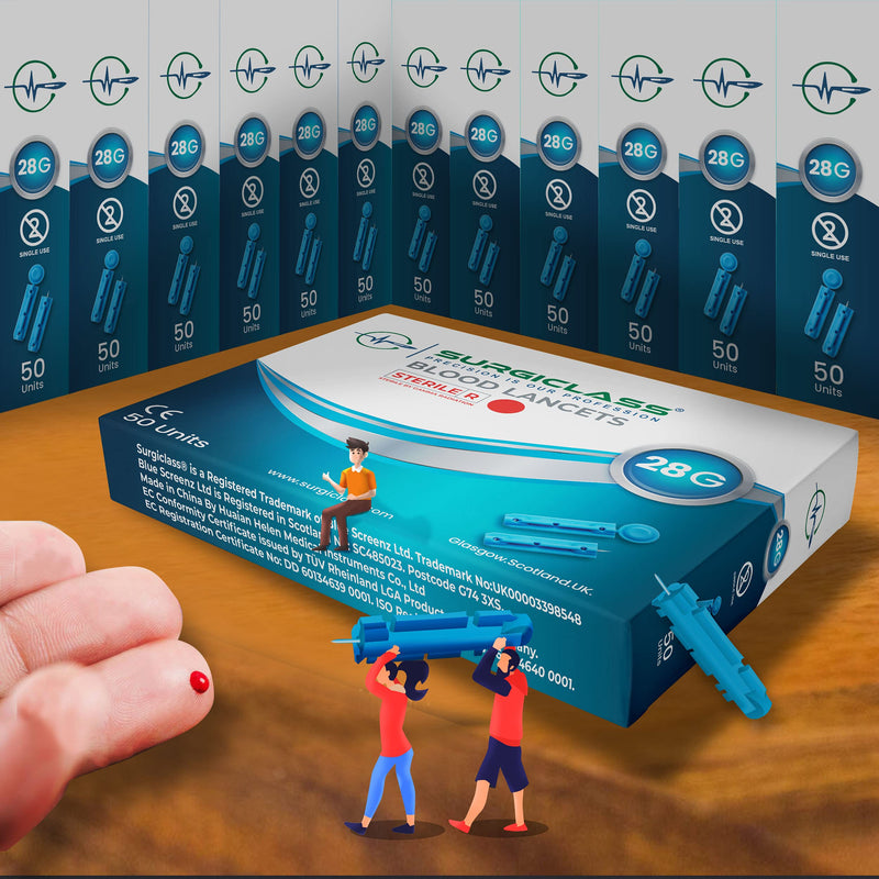 [Australia] - Surgiclass Blood Glucose lancets 28G for Diabetics Test Sterile Pack of 100 SURGIBLDLT28G100 