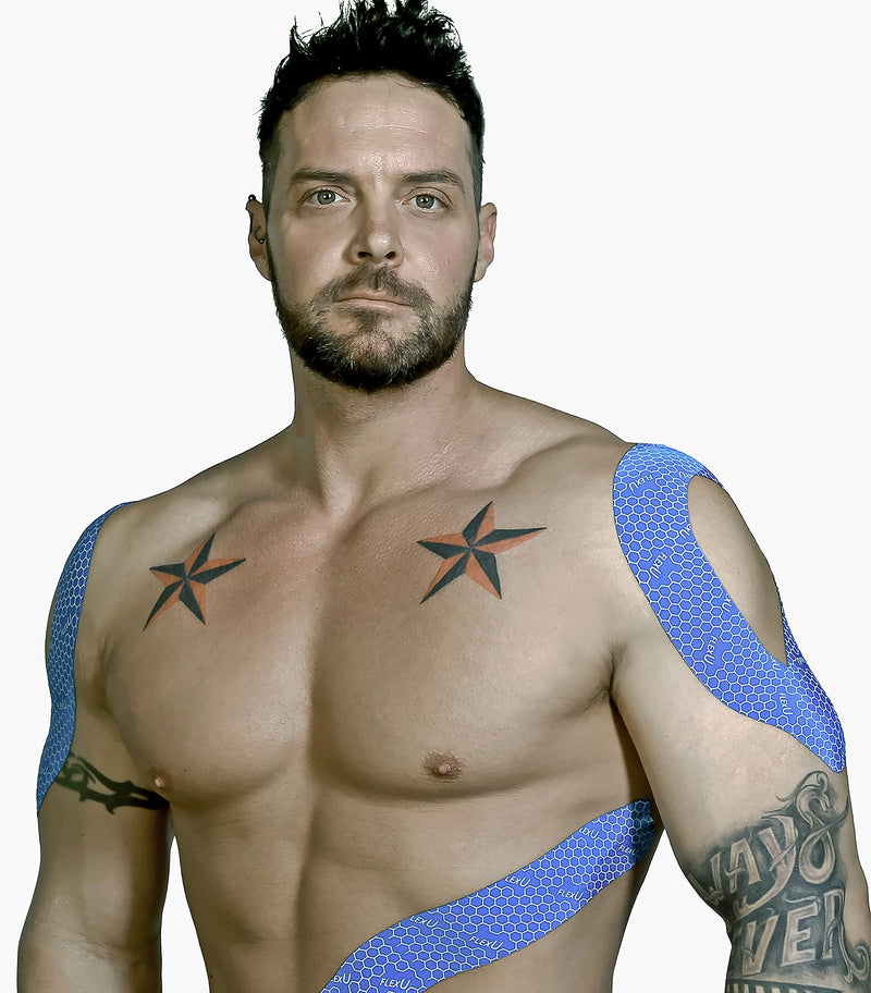 [Australia] - FlexU Kinesiology Tape, Black 3 Roll Pack - Ultra-Thin Rayon, Latex-Free, Hypoallergenic Professional Therapeutic Tape to Alleviate Pain, Reduce Swelling, and Promote Faster Recovery Blue 