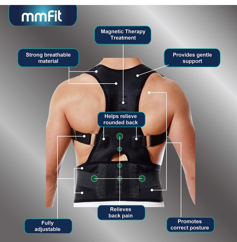 [Australia] - Fully Adjustable Magnetic Orthopedic Back Brace Posture Corrector For Men Women w Lumbar Support Belt -Shoulder, Neck, Upper Lower Back Pain Relief- Best Straightener Trainer Improves Upright Stance L Magnet Large (Pack of 1) 