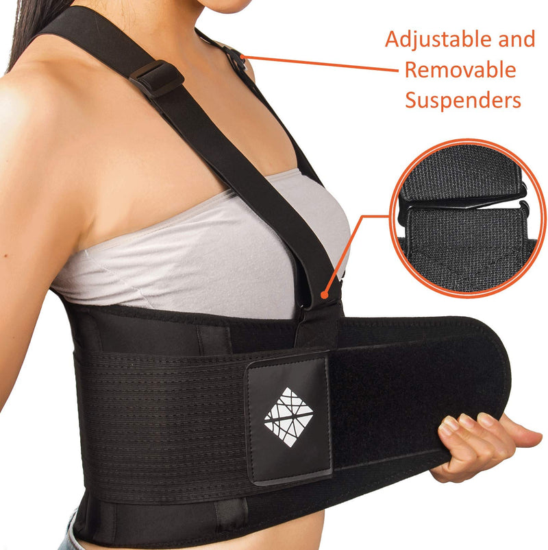 [Australia] - Lower Back Brace with Suspenders | Lumbar Support | Wrap for Posture Recovery, Workout, Herniated Disc Pain Relief | Waist Trimmer Work Ab Belt | Industrial | Adjustable | Women & Men | Black Mesh L Large (Pack of 1) 