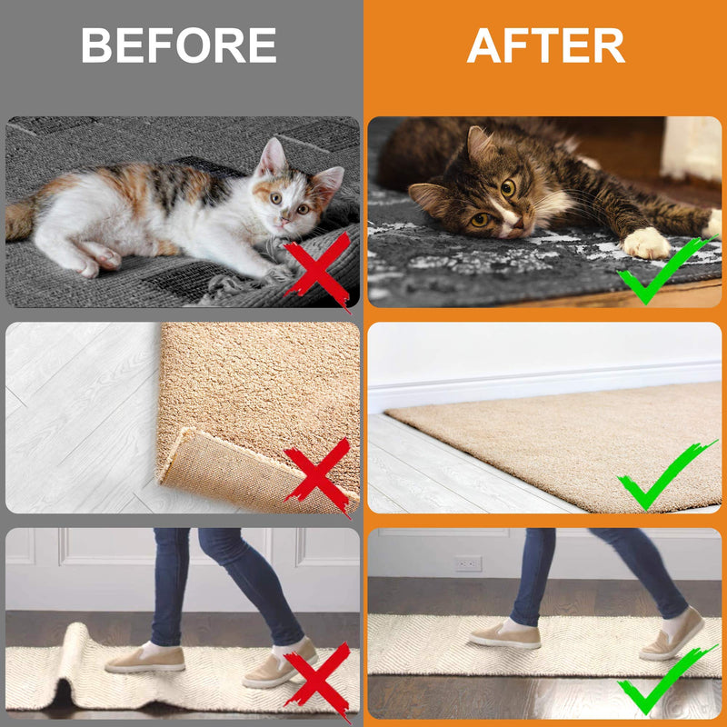 [Australia] - 12 PCS Rug Tape, Reusable Washable Carpet Tape, Double Sided Non-Slip Rug Pads for Hardwood Floors, Rug Stoppers for Area Rugs, Black 12 