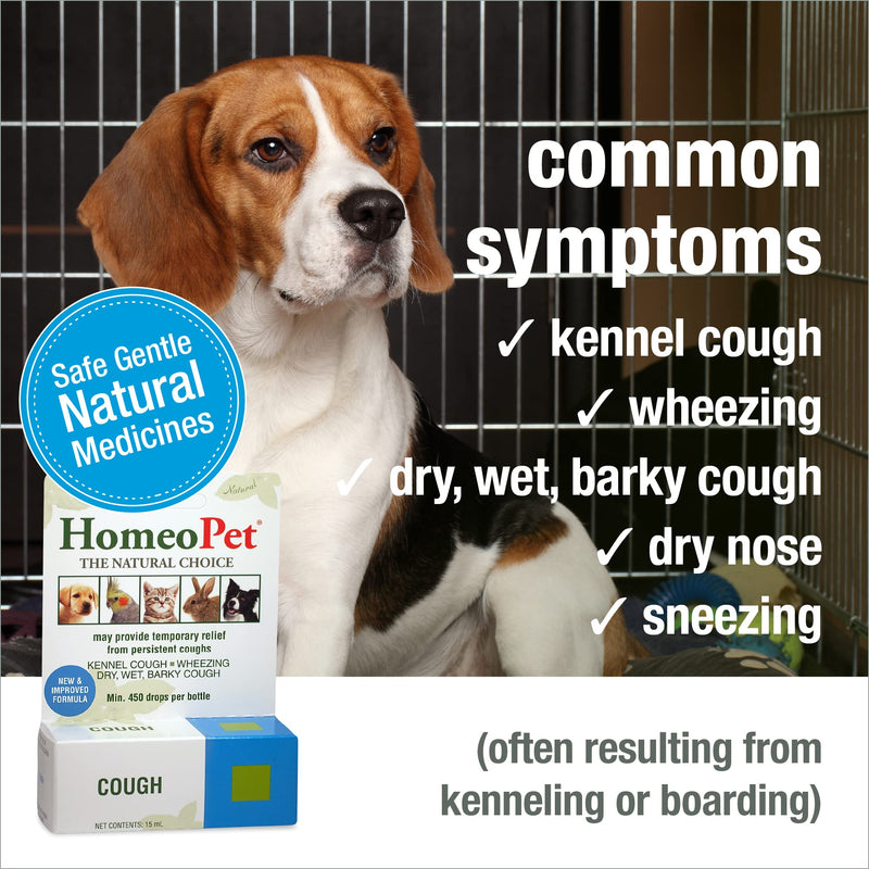 [Australia] - HomeoPet COUGH - 100% Natural Pet Medicine. For barky cough, persistent coughs, kennel cough, sneezing and dry nose. For puppies, kittens, young animals & senior pets. 15ml/up to 90 doses per bottle 
