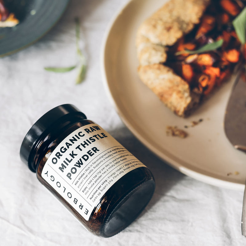 [Australia] - 100% Organic Milk Thistle Powder 120g - Cold-Pressed from 100% Milk Thistle Seeds - Rich in Silymarin - Cleanse and Detox - Straight from Farm - Raw Vegan - Non-GMO - Recyclable Glass Jar 