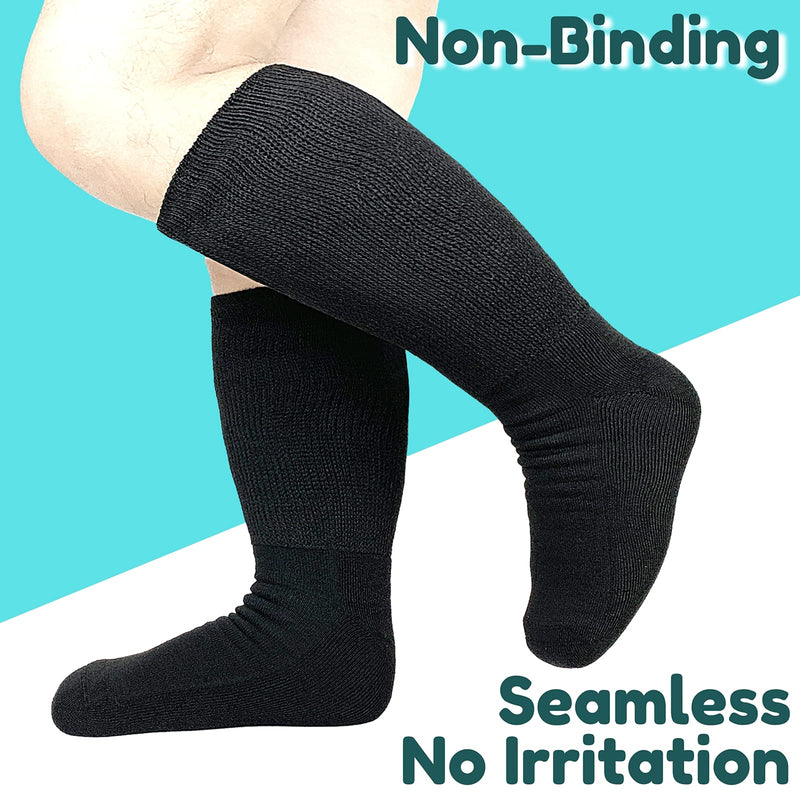 [Australia] - Extra Wide Neuropathy Pain Relief Socks for Swollen Feet Soft Stretches up to 30" Diabetics for Men Women 10-13 13-15 Warm Breathable Non Binding Loose Top Bariatric Edema Cast Over The Calf Plus Size Knee High Socks Extra-Wide Gooi 