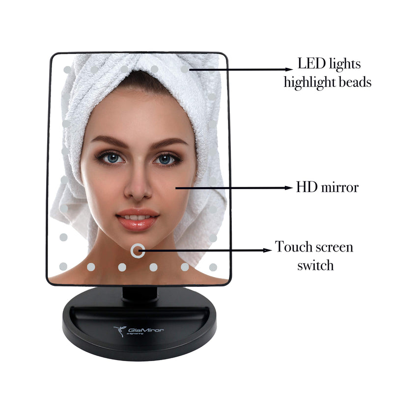 [Australia] - Glamiror Makeup Mirror with Lights -Lighted Makeup Mirror, Vanity Mirror, Led Makeup Mirror, Light Up Mirror, Makeup Mirror Lights, Black 