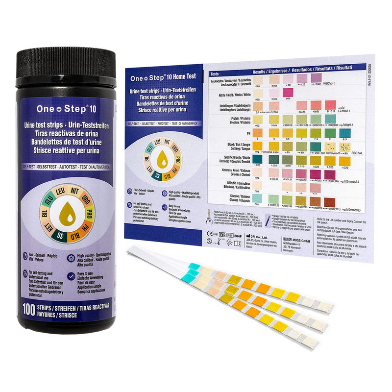[Australia] - 1 Tub (100 Strips) - 10 Parameter Professional/GP Urinalysis Urine Test + Sample 30ml Bottle (pH/Glucose/Ketone/Liver & Kidney Infection) 