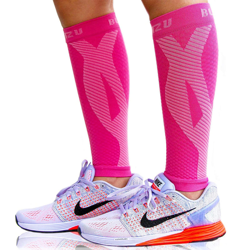 [Australia] - BLITZU 3 Pairs Calf Compression Sleeves for Women and Men Size XXL, One Black, One Pink, One Purple Calf Sleeve, Leg Compression Sleeve for Calf Pain and Shin Splints. Footless Compression Socks. 