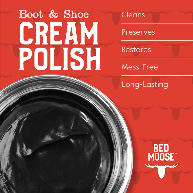 [Australia] - Full Leather Shoe Polish Kit – 2x Brush, Buffing Cloth, Travel Case, Laces - Red Moose Black 