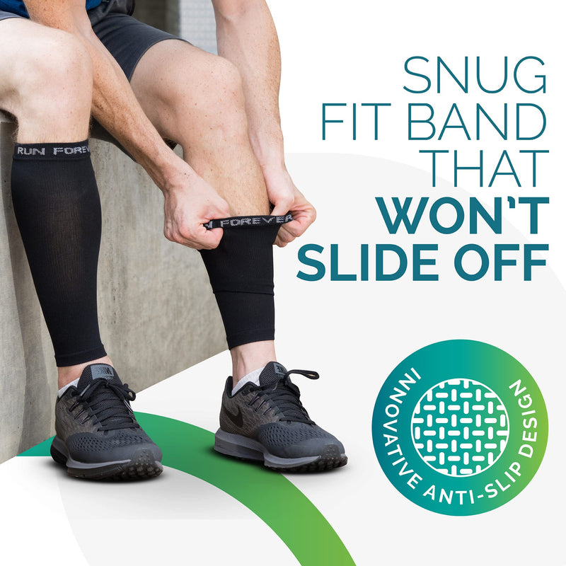[Australia] - Calf Compression Sleeves For Men & Women - Leg Compression Sleeve - Footless Compression Socks for Shin Splint &Varicose Vein Black Medium 