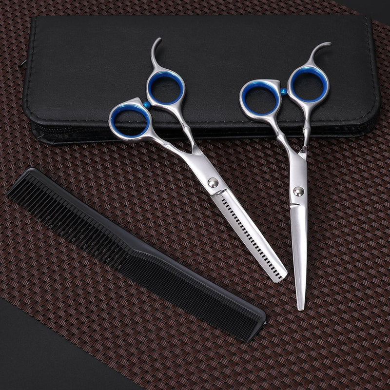 [Australia] - FRCOLOR Hairdressing Scissors Set, Hair Thinning Scissors Barber Shears Hair Cutting Scissors with Barber Cape For Women Kids Men 