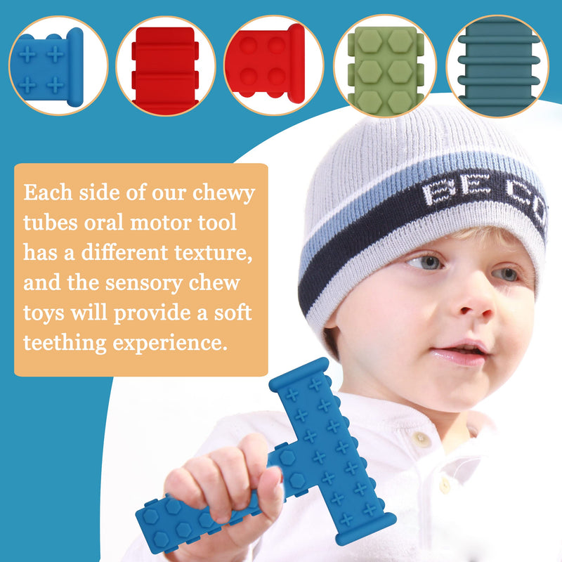 [Australia] - Sensory Chew Tubes for Autistic Children, 4 Pack Silicone Chewy Sticks Oral Motor Tool for Sensory Kids with Autistic, Biting ADHD, SPD, Teether Toys for Babies 3-6 6-12 Months, BPA Free 