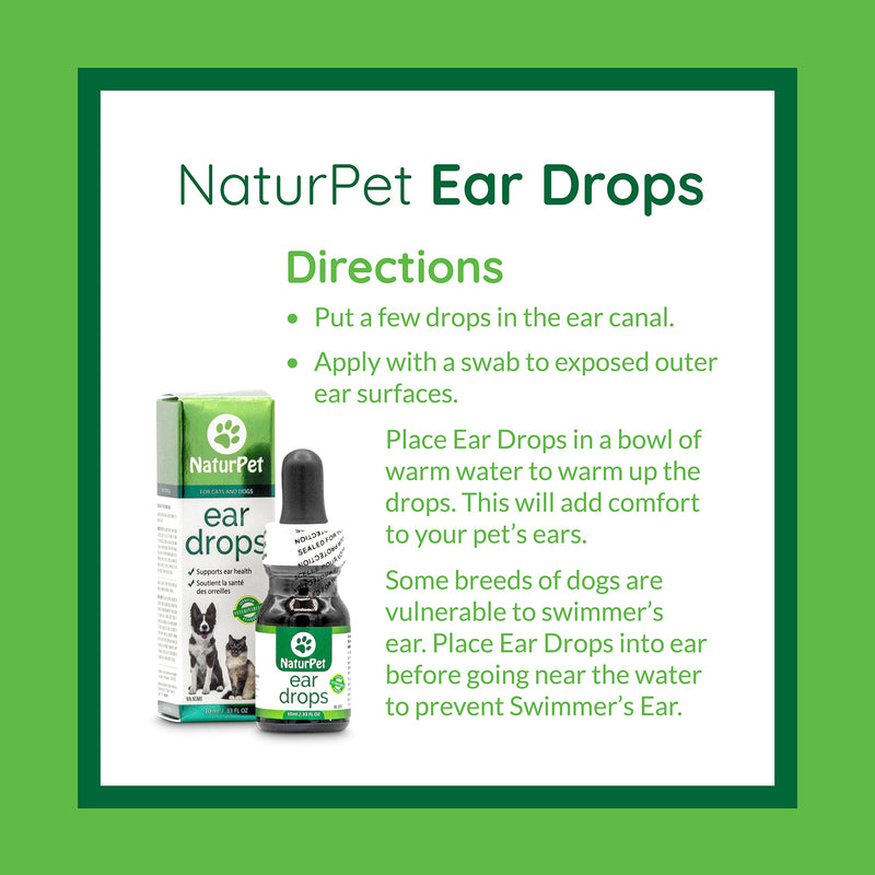 [Australia] - NaturPet Ear Drops for Dogs & Cats | Use for Cleaning, Prior to Swimming, Stinky, Smelly Ears, Itchy Ears | All Natural Herbal Drops 10mL 