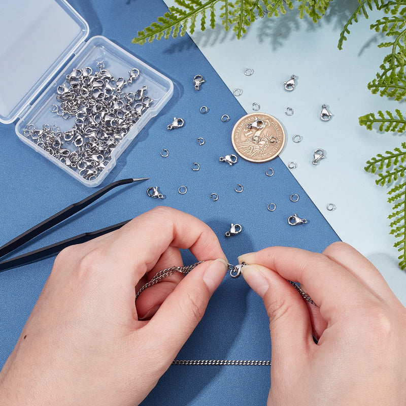 [Australia] - PandaHall 120pcs 4mm 304 Stainless Steel Jump Rings with 60pcs Lobster Clasps for Earring Bracelet Necklace Pendants Jewellery DIY Craft Making, Stainless Steel Color 