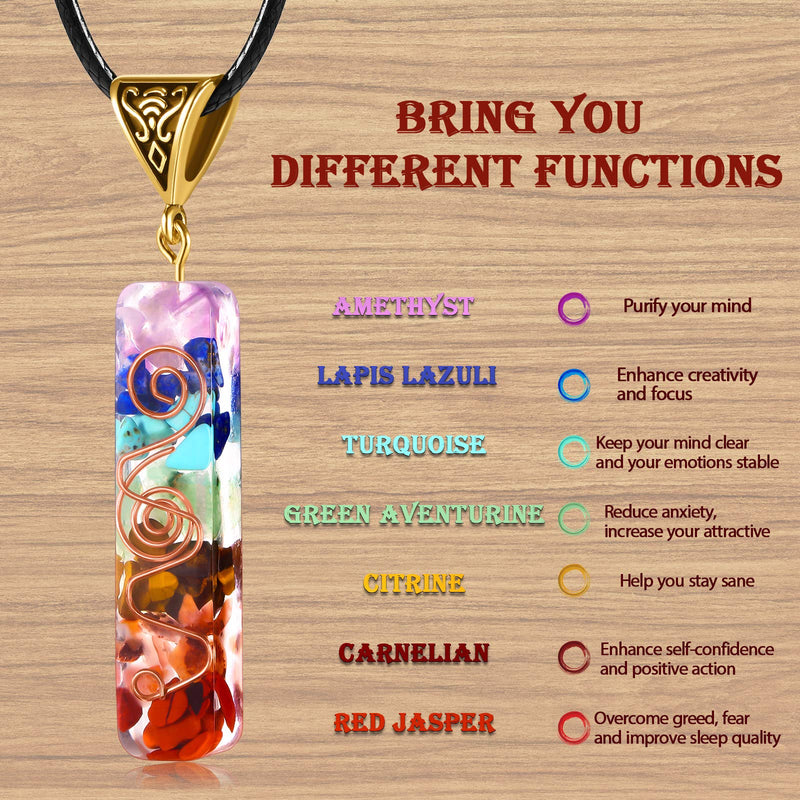 [Australia] - Yaomiao Orgone 7 Chakra Stones Necklace Gemstone Energy Healing Crystal Pendant Generator Emotional Body Purification Pendant with Adjustable Cord for EMF Protection and Spiritual Healing 4 