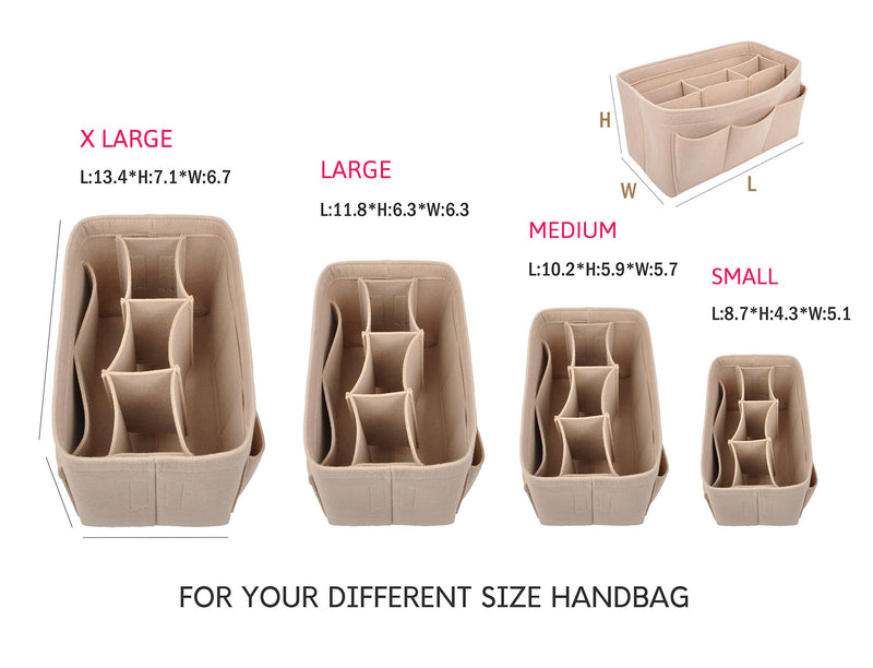 [Australia] - Vercord Felt Purse Organizer Handbag Insert Liner Shaper Bag in Bags for Speedy Neverfull Tote Small Beige 