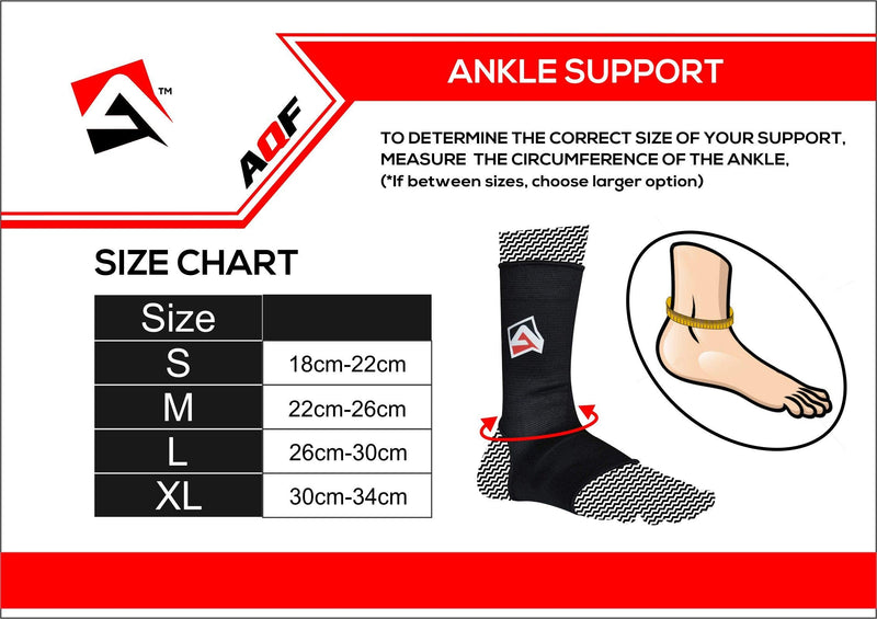 [Australia] - AQF MMA Ankle Support Muay Thai Foot Brace Guard Kick Boxing Sprains Achilles Tendon Pain Relief Protector Elasticated Breathable Compression Sleeve Black M 
