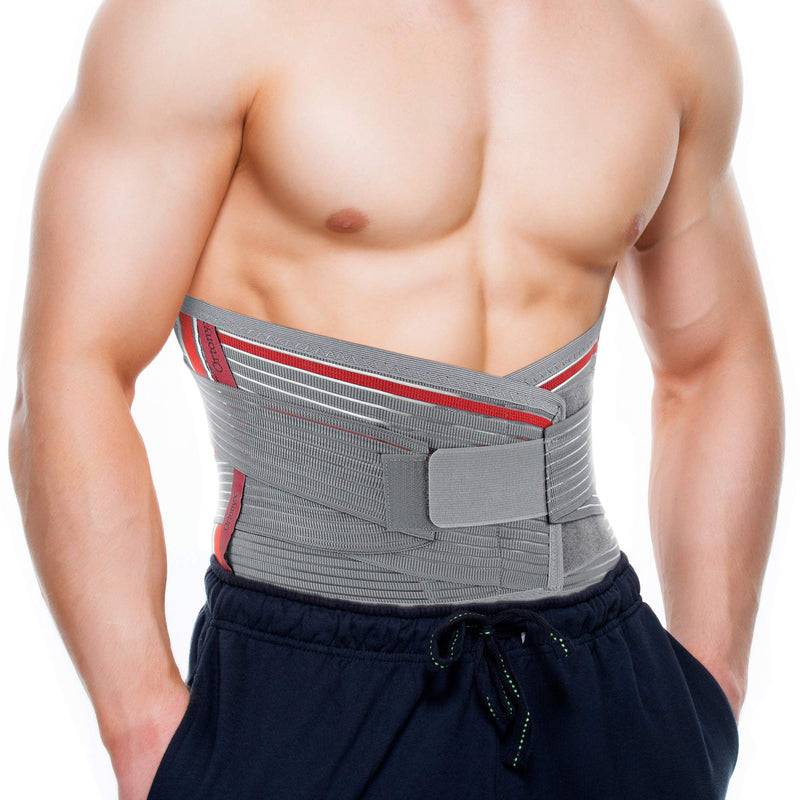 [Australia] - ORTONYX Lumbar Support Belt Lumbosacral Back Brace – Ergonomic Design and Breathable Material - M/L (Waist 31.5"-39.4") Gray/Red M/L (Waist 31.5"-39.4") Grey / Red 