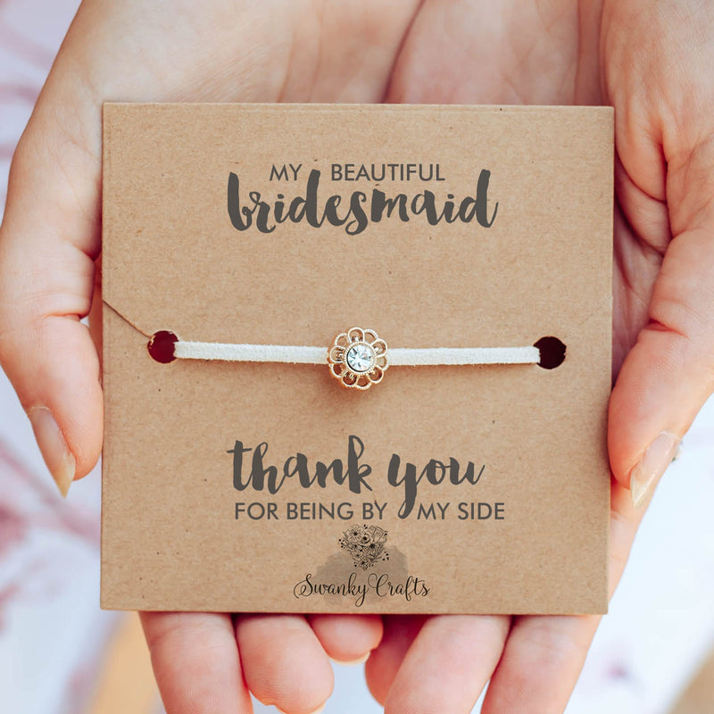 [Australia] - Bridesmaid Thank You Gifts From Bride - Adjustable Handmade Bracelet With A Simple Elegant Card, Will You Be My Bridesmaid Gift, To Match Any Wedding Theme 