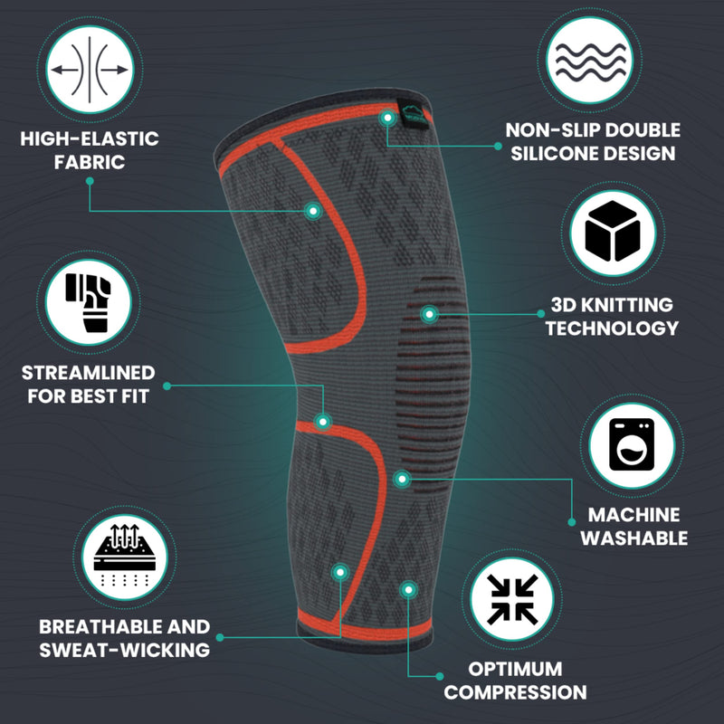 [Australia] - MODVEL 2 Pack Knee Brace | Knee Compression Sleeve for Men & Women | Knee Support for Running | Medical Grade Knee Pads for Meniscus Tear, ACL, Arthritis, Joint Pain Relief. Small A Orange 