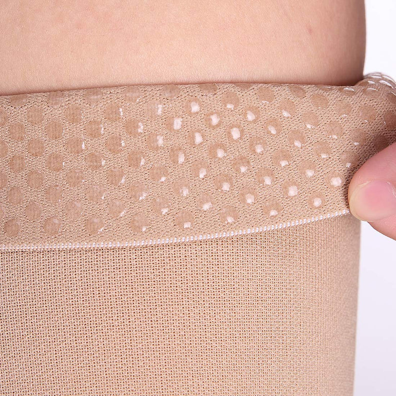 [Australia] - Thigh High Compression Socks for Men & Women, 20-30 mmHg Open Toe Stockings. Nude Small 