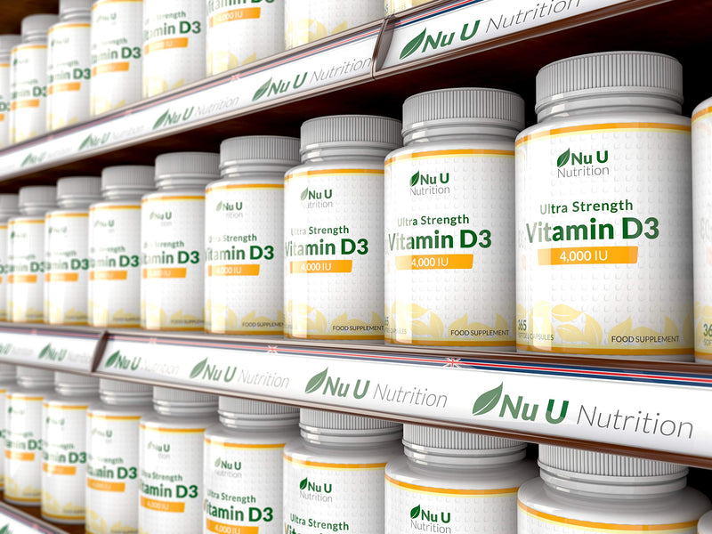[Australia] - Vitamin D3 4000 IU, 365 Softgel Capsules NOT Tablets, Full Year Supply, Easy to Swallow Quadruple Strength Vitamin D3 Supplement 
