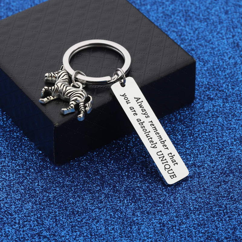 [Australia] - WUSUANED Inspirational Gift Always Remember That You are Absolutely Unique Zebra Keychain Inspirational Jewelry Gift for Zebra Lover always remember you are unique keychain 