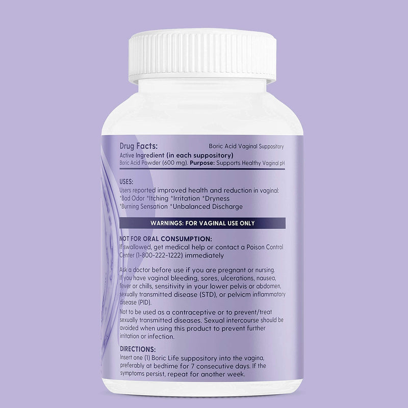 [Australia] - Peachlife Boric Acid Suppositories in Vegetable Capsules - USA Made - Vaginal pH 