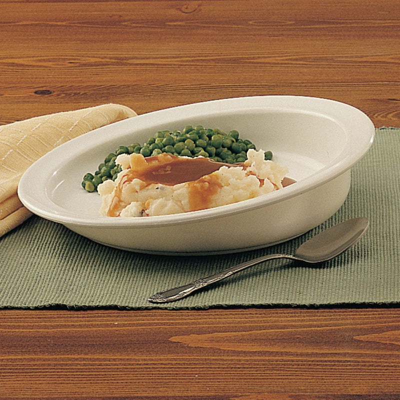 [Australia] - Sammons Preston - 33887 Hi-Lo Scoop Plate, 9" Scooped Dish with Wall, Non-Slip ADL Eating Aid for Children, Elderly, Disabled, Non Skid Cutlery Assistance Device for Motor Control, Scooper Bowl 