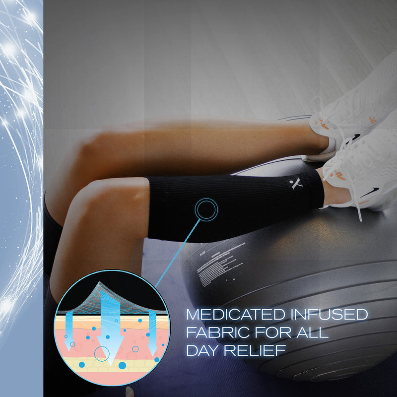 [Australia] - NUFABRX Pain Relieving Calf Compression Sleeve for Men & Women | Leg Compression Sleeves for Running | All Day Relief Against Shin Splints Tendonitis and Calf Cramps| One Size Fits All 