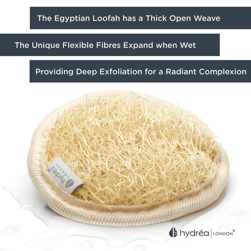 [Australia] - Hydrea London - Twin Pack Organic Egyptian Natural Loofah Face Exfoliator Pad - Double Sided Face Loofah Dry Skin Exfoliator - Eco Friendly Natural Luffa Face Scrub Sponge 10cm 