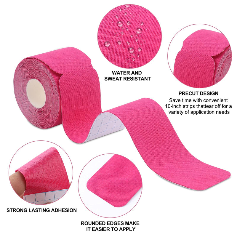 [Australia] - Kinesiology Tape Precut(1 Pack) Elastic Therapeutic Sports Tape Water Resistant Athletic Tape for Knees, Ankles, Shoulder, Elbow, Pain Relief and Injury Recovery 2 Inch x 16.4 feet Per Roll (Pink) (1 Pack) Pink 