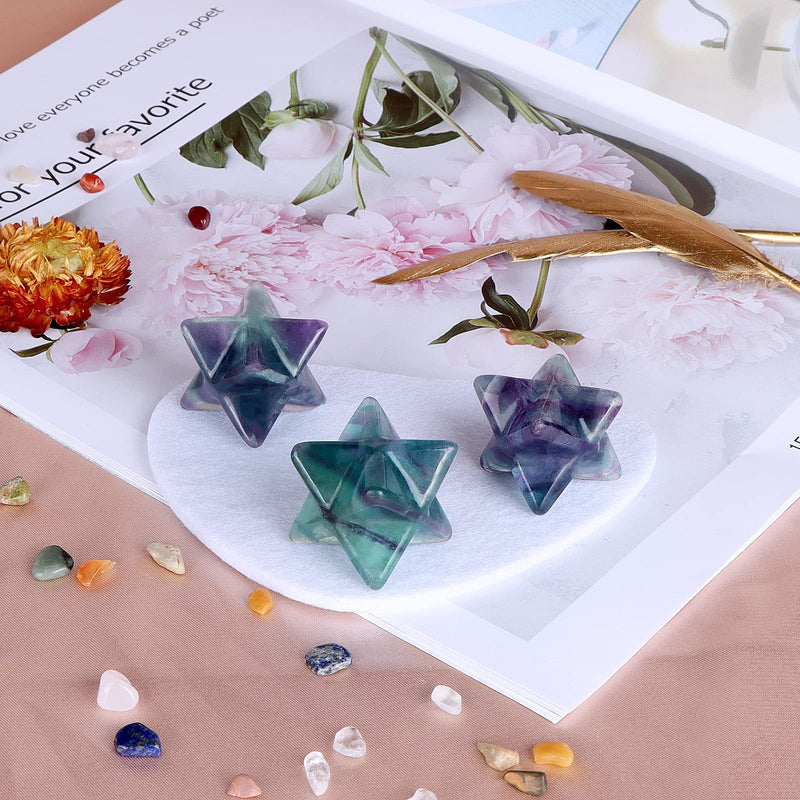 [Australia] - Hxswkk Rainbow Fluorite Crystal Merkaba Stars Hand Carved Gemstones Therapy for Reiki Spiritual Energy Gifts 1inches 