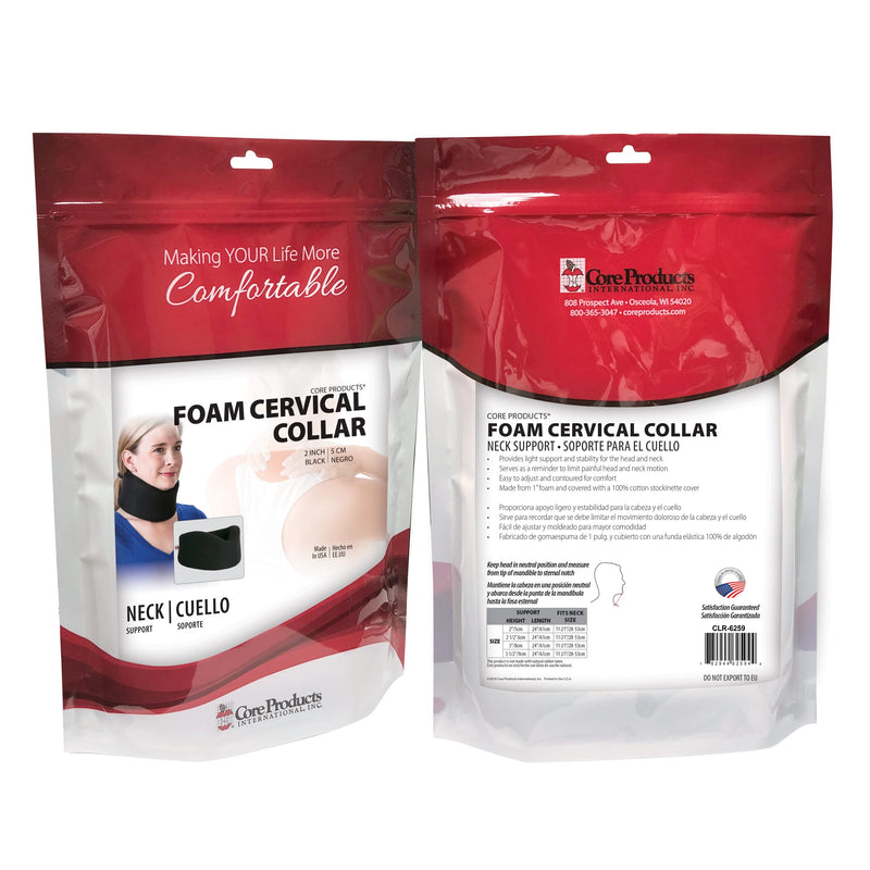 [Australia] - Core Products Foam Cervical Collar, Black - 2" 2 inch 