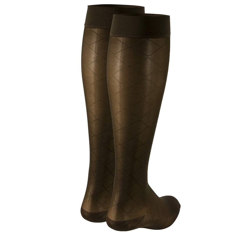 [Australia] - Truform Sheer Compression Stockings, 15-20 mmHg, Women's Knee High Length, Diamond Pattern, Espresso, Medium Medium (1 Pair) Espresso Diamond Pattern 