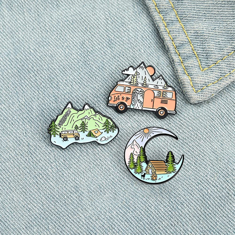 [Australia] - Plant Animal Novelty Brooch Enamel Pins Set Cartoon Pins Decoration for Women Boys Girls Men Bag Jackets Hats CarTravel 