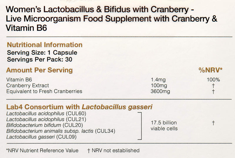 [Australia] - Pro-Ven Probiotics For Women 17.5 Billion CFU + Vitamin B6 Forumlated for Vaginial Flora Lactobacillus and Bifidus with Cranberry Capsules - 30 Day Supply (Packaging May Vary) 