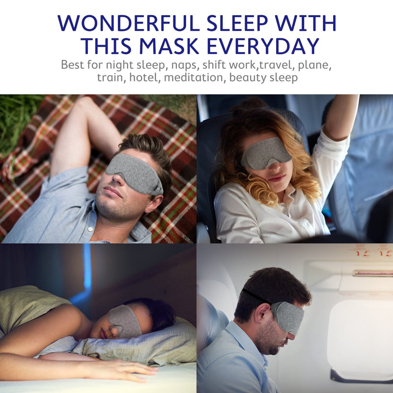 [Australia] - Mavogel Cotton Sleep Eye Mask - Updated Design Light Blocking Sleep Mask, Soft and Comfortable Night Eye Mask for Men Women, Eye Blinder for Travel/Sleeping/Shift Work, Includes Travel Pouch, Grey 