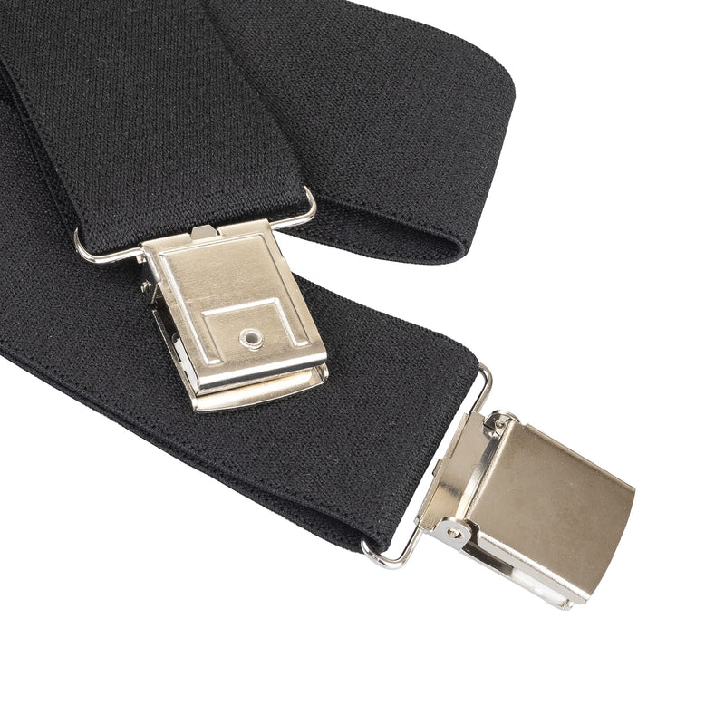 [Australia] - Men's Suspenders - Wide 1.5" Inches - X Back Style - Adjustable - Metal Clips Black 