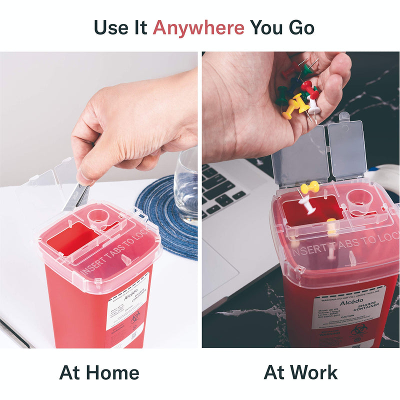 [Australia] - Alcedo Sharps Container for Home Use and Professional 1 Quart (3-Pack) | Biohazard Needle and Syringe Disposal | Small Portable Container for Travel 3 