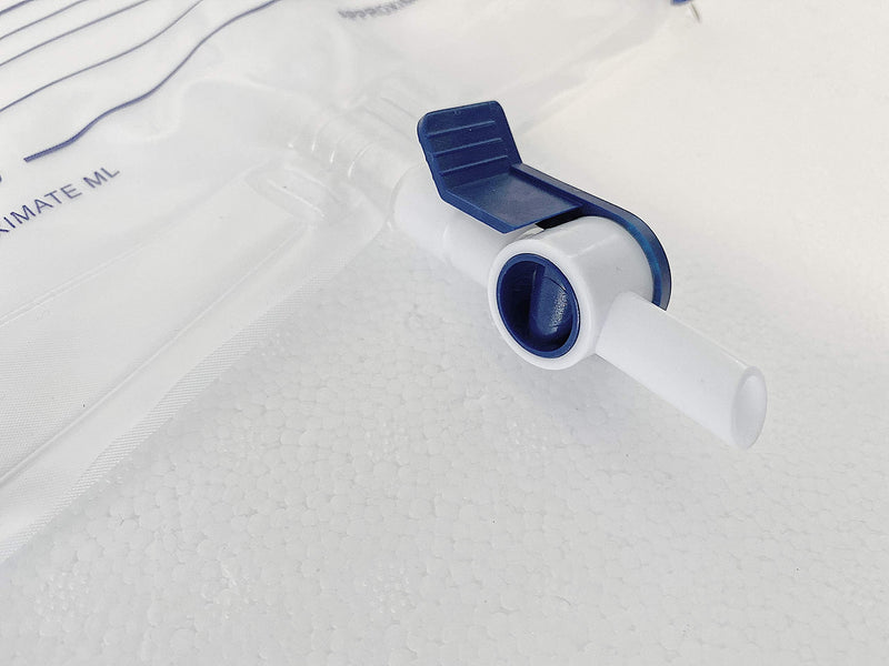[Australia] - 1pc Pack of 2000ml Urine Drainage Bag with Integrated Bag Hanger and Lever Tap - Sterile Catheter Night Bags - Overnight Bedside Urine Bag 