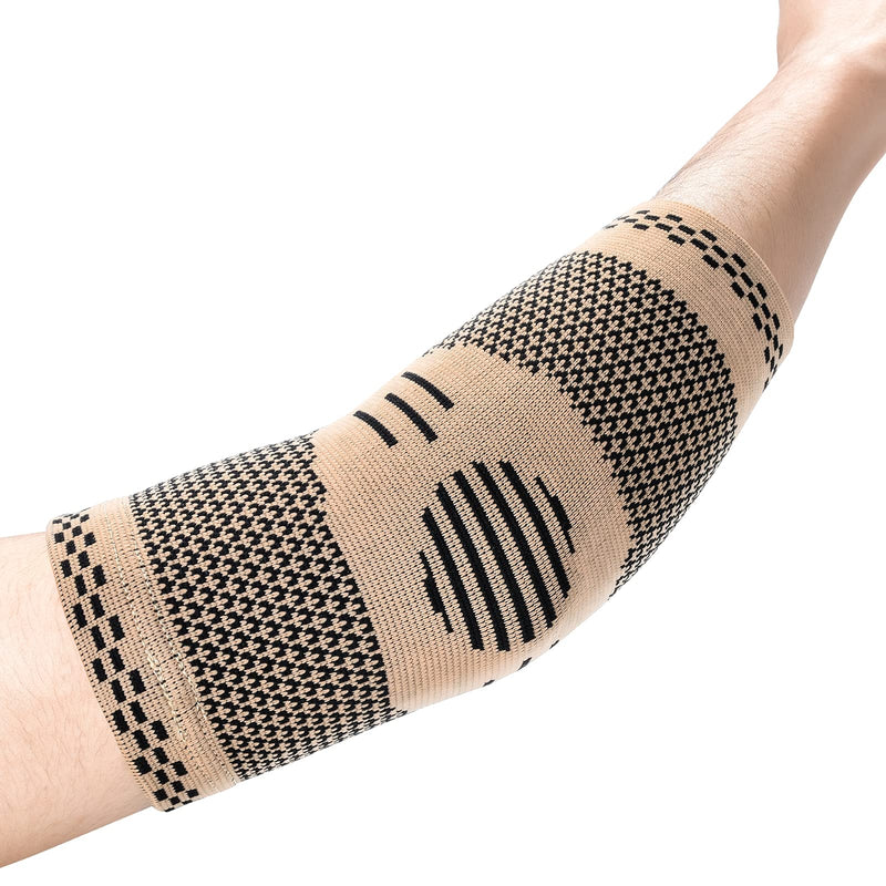 [Australia] - ABYON Medical Grade Copper Elbow Compression Sleeve (2pack) Highest Copper Content Elbow Brace for Tendonitis and Tennis Elbow,Arthritis,Golf Elbow,Breathable and Supportive Elbow Brace Relief Elbow Pain for Men and Women Brown X-Large 