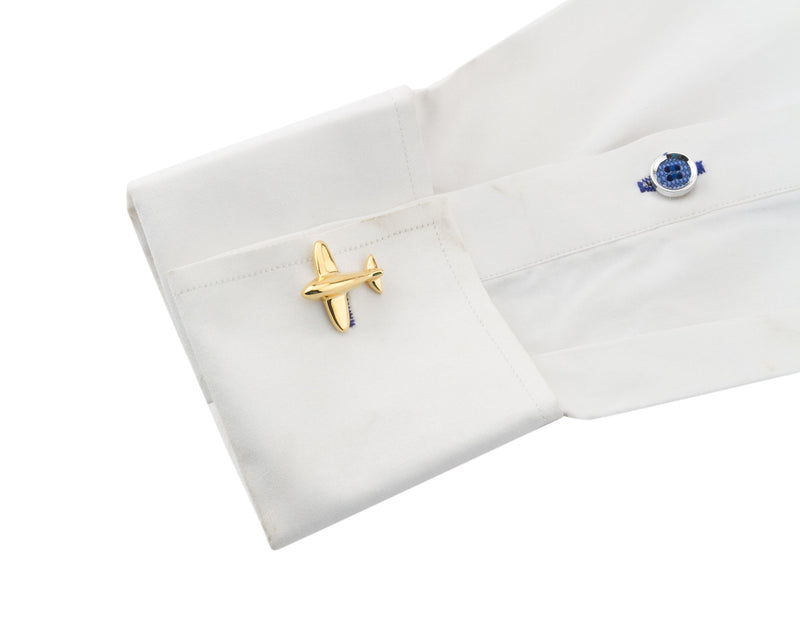 [Australia] - Knighthood Men's Golden Aeroplane Cufflinks Golden Shirt Cuff Links Business Wedding Gifts with Gift Box 