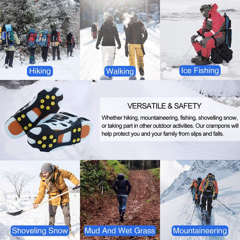 [Australia] - JSHANMEI Crampons Ice Cleats for Shoes and Boots Snow Cleats for Women Men Non-Slip Spikes Shoes Ice Walking Cleats Traction on Snow and Ice 10 Studs Medium 